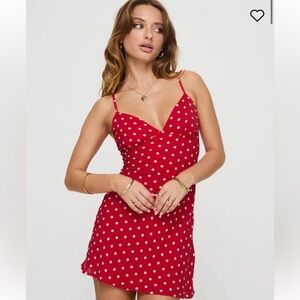 Princess Polly Red Polka Dot Spaghetti Strap Dress